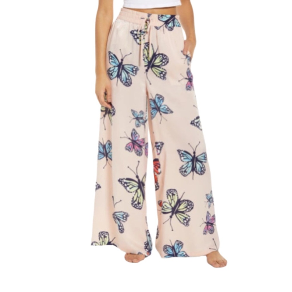 Christina Martinez Nordstrom Butterfly‎ Print Pajama Pants in Soft Pink Size M